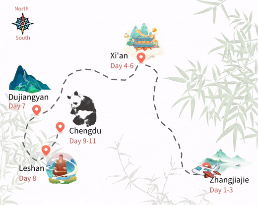 11 Days Zhangjiajie to Chengdu Adventure Tour 11 Days Zhangjiajie to Chengdu Adventure Tour