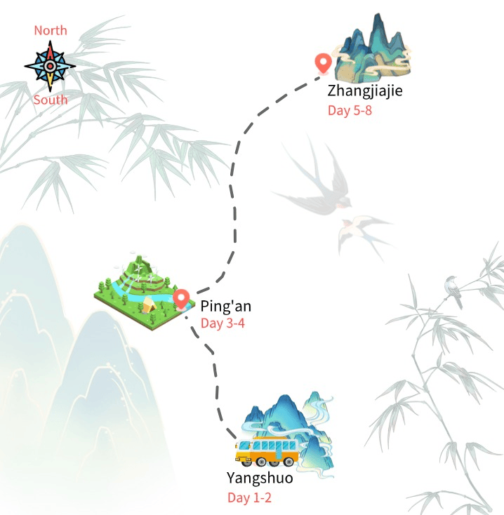 8 Days Nature Tour from Yangshuo to Zhangjiajie with Guilin 8 Days Nature Tour from Yangshuo to Zhangjiajie with Guilin