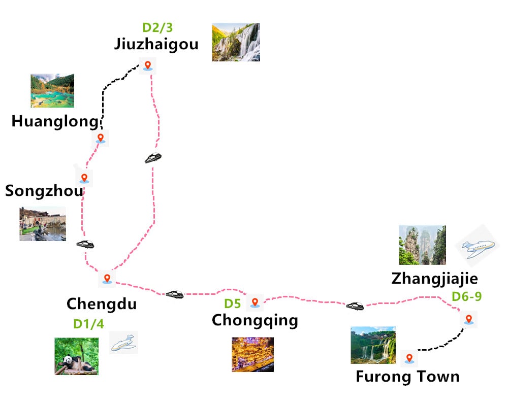 9 Days to Chengdu, Chongqing, Zhangjiajie 9 Days to Chengdu, Chongqing, Zhangjiajie